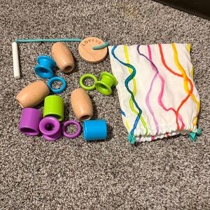 Lovevery Wooden Threading Toy Set - Multicolor
